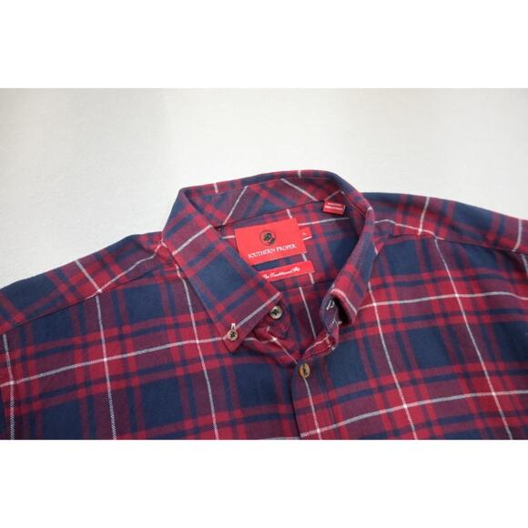 Southern Proper Flannel Shirt Plaid Long Sleeve Traditional Fit Mens Size Large - Picture 6 of 8